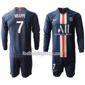 Paris Saint-Germain Mbappe 7 Børn Hjemme Fodboldsæt 2019-20 L/S (+ Korte bukser)